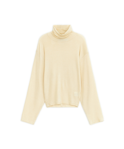 Wool Turtle Neck Long Sleeve Top, CREAM