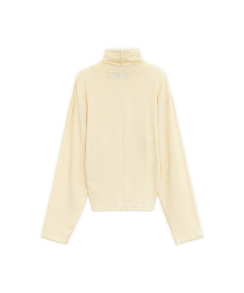 Wool Turtle Neck Long Sleeve Top, CREAM