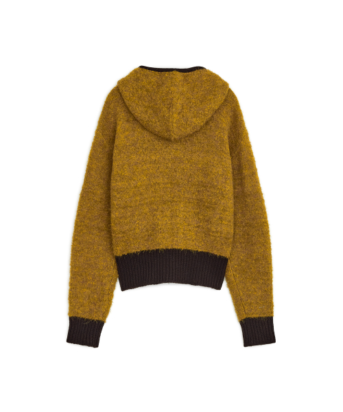 Boucle Knit Hoodie Zip-up, YELLOW