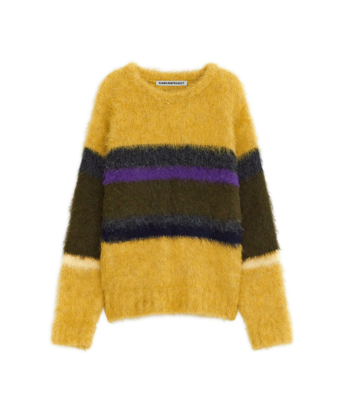 Hairy Color Block Knit, YELLOW