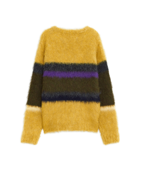 Hairy Color Block Knit, YELLOW