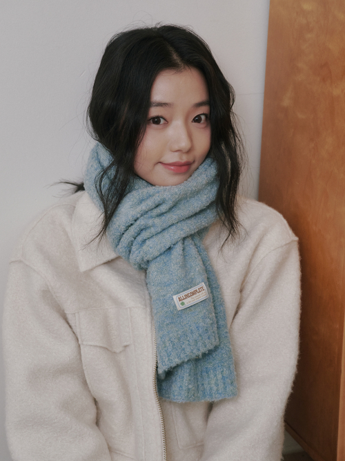 Bubble Boucle Knit Muffler (Aqua)
