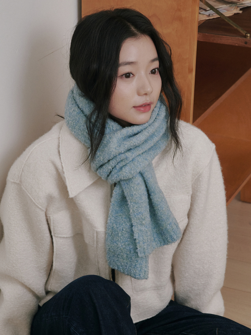 Bubble Boucle Knit Muffler (Aqua)