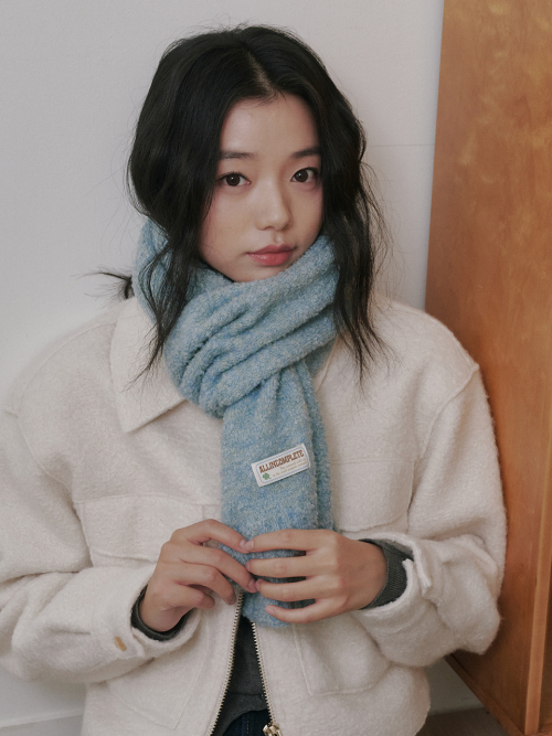 Bubble Boucle Knit Muffler (Aqua)