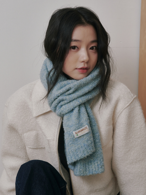 Bubble Boucle Knit Muffler (Aqua)