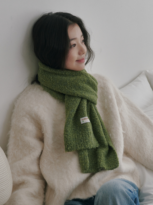 Bubble Boucle Knit Muffler (Light Green)
