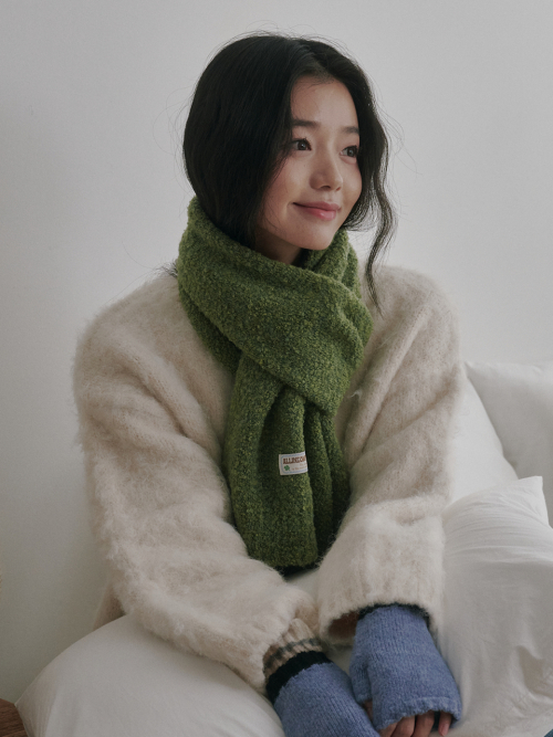 Bubble Boucle Knit Muffler (Light Green)