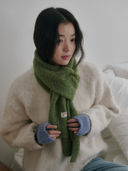 Bubble Boucle Knit Muffler (Light Green)