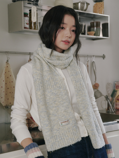 Bubble Boucle Knit Muffler (Blue Lemon)