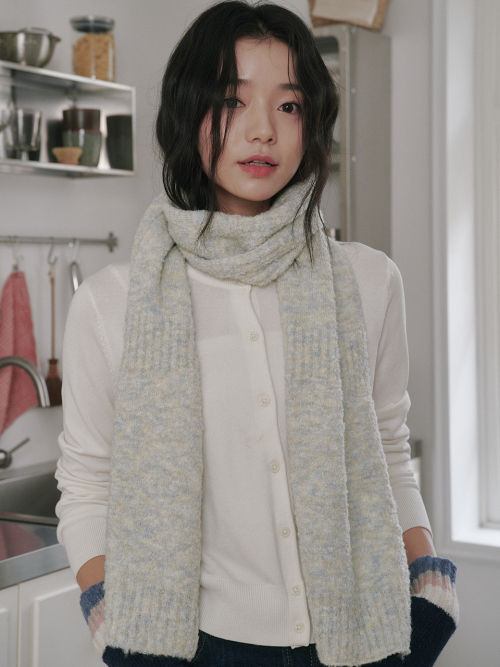 Bubble Boucle Knit Muffler (Blue Lemon)