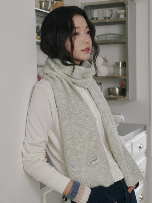 Bubble Boucle Knit Muffler (Blue Lemon)