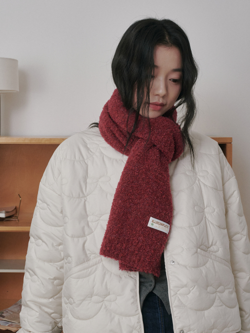 Bubble Boucle Knit Muffler (Red Wine)