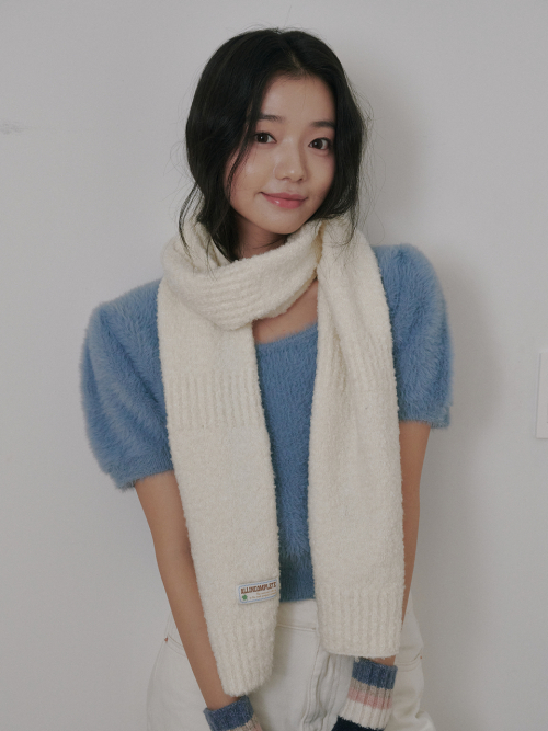 Bubble Boucle Knit Muffler (Cream)