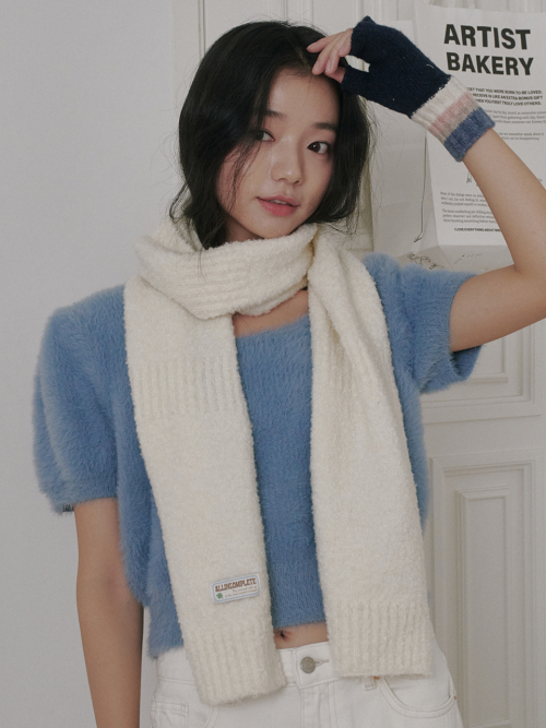Bubble Boucle Knit Muffler (Cream)