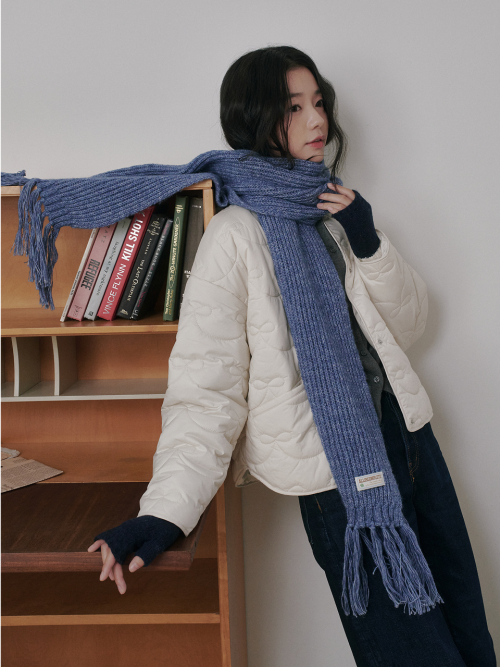 Rain Tassel Knit Muffler (Blue)