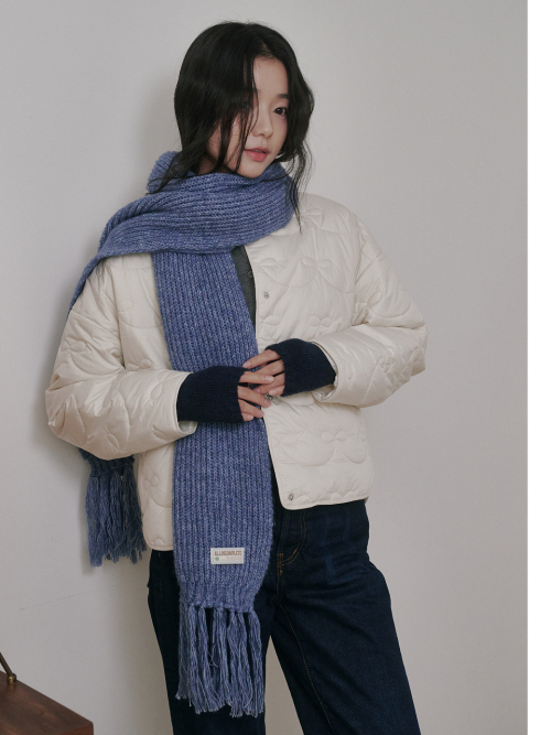 Rain Tassel Knit Muffler (Blue)