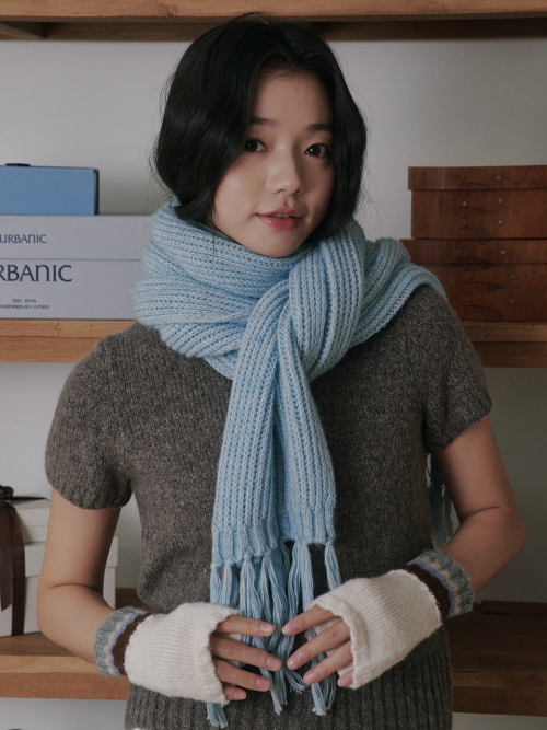 Rain Tassel Knit Muffler (Sky Blue)