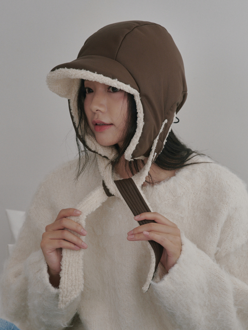 Leather Poddle Padding Balaclava (Brown)
