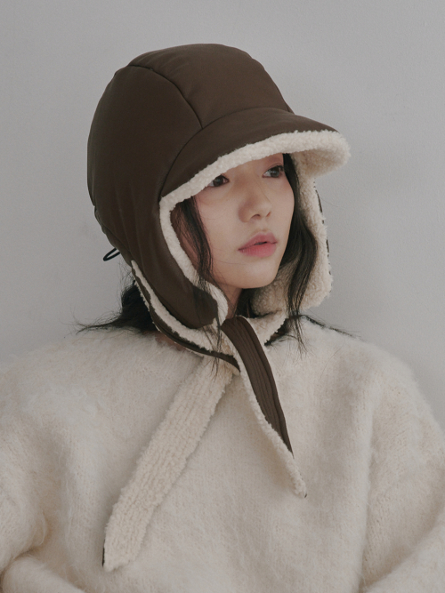 Leather Poddle Padding Balaclava (Brown)