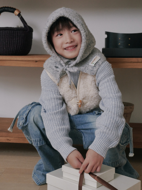 Family Sprinkle Boucle Balaclava Kids (Light Gray)