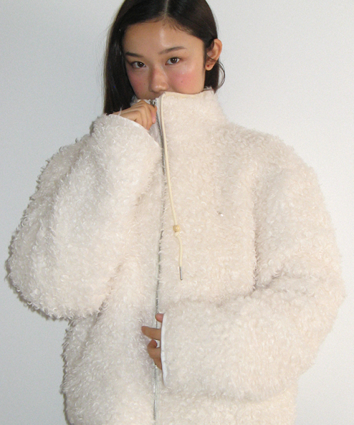 PUFFY FLEECE ZIP UP JUMPER IVORY