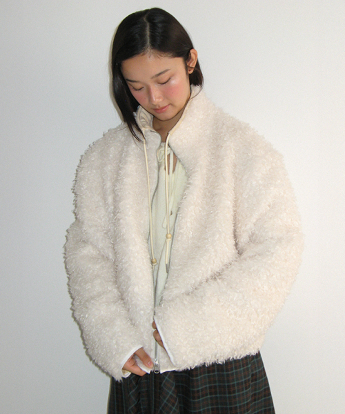 PUFFY FLEECE ZIP UP JUMPER IVORY