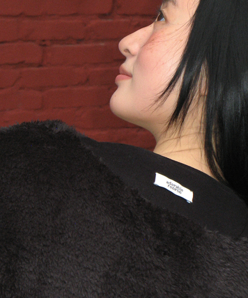 FUR REVERSIBLE QUILTING MUFFLER JUMPER SET BLACK