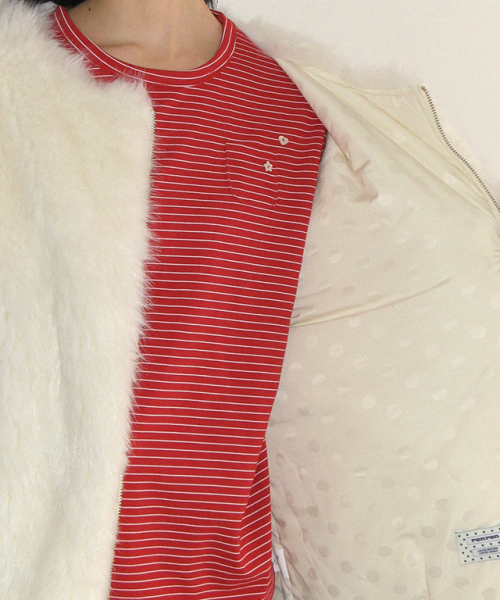 INNER POINTED FLUFFY FUR JACKET IVORY