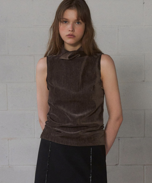Velour high-neck sleeveless (brown)