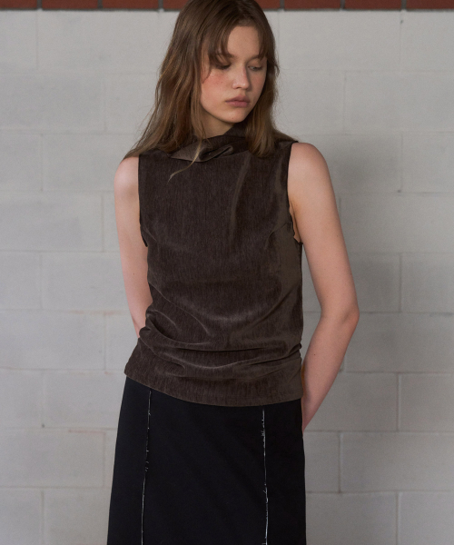Velour high-neck sleeveless (brown)