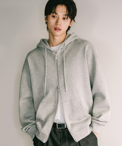 Netro Overfit Hoodie Zip Up Gray ISHD2682