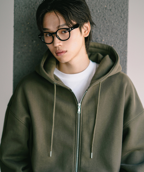 Netro Overfit Hoodie Zip Up Darkkhaki ISHD2682