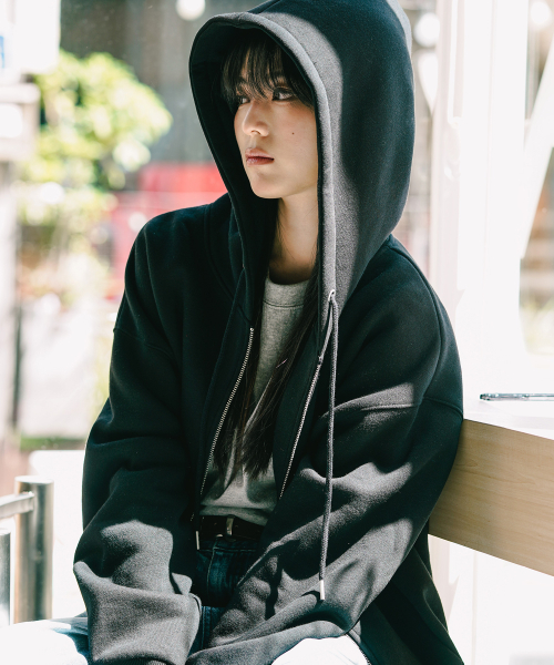 Netro Overfit Hoodie Zip Up Black ISHD2682