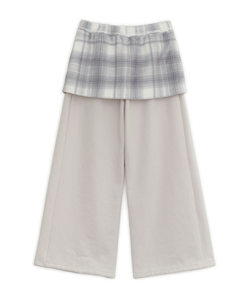 Fleece skirt jogger pants (Pink gray)