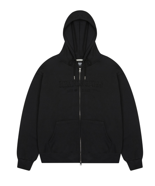 LUVISTRUE X MEANINGLESS OVERFIT HOOD ZIPUP(BLACK)