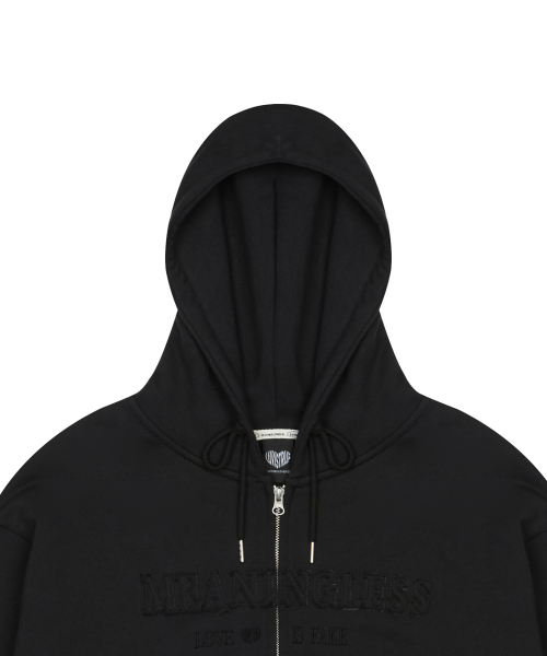 LUVISTRUE X MEANINGLESS OVERFIT HOOD ZIPUP(BLACK)