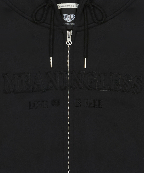 LUVISTRUE X MEANINGLESS OVERFIT HOOD ZIPUP(BLACK)