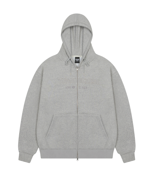 LUVISTRUE X MEANINGLESS OVERFIT HOOD ZIPUP(GRAY)