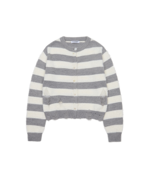 EV STRIPE DAMAGE CARDIGAN(GRAY)
