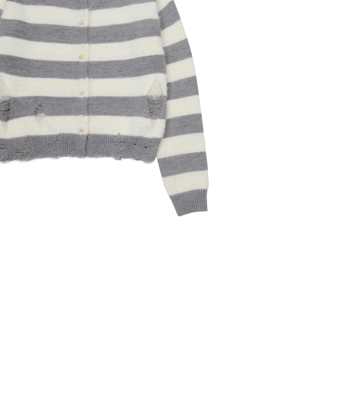 EV STRIPE DAMAGE CARDIGAN(GRAY)
