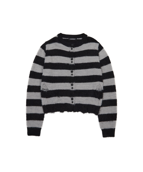 EV STRIPE DAMAGE CARDIGAN(BLACK)