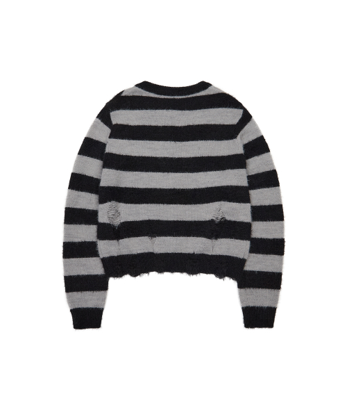 EV STRIPE DAMAGE CARDIGAN(BLACK)