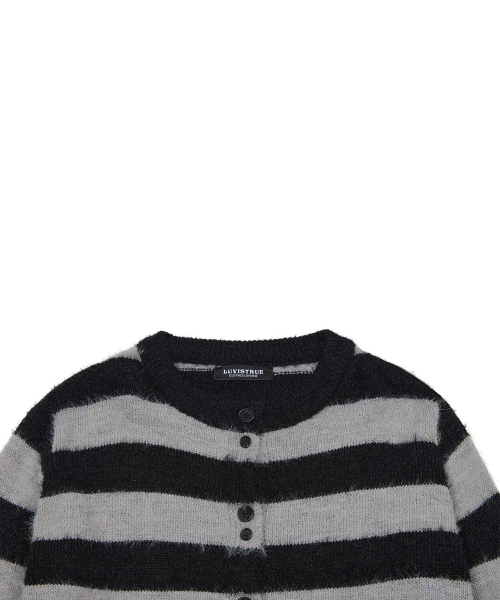 EV STRIPE DAMAGE CARDIGAN(BLACK)