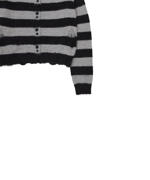 EV STRIPE DAMAGE CARDIGAN(BLACK)