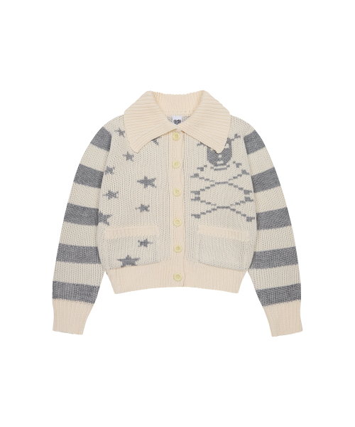 EV SKELETON KNIT CARDIGAN(CREAM)