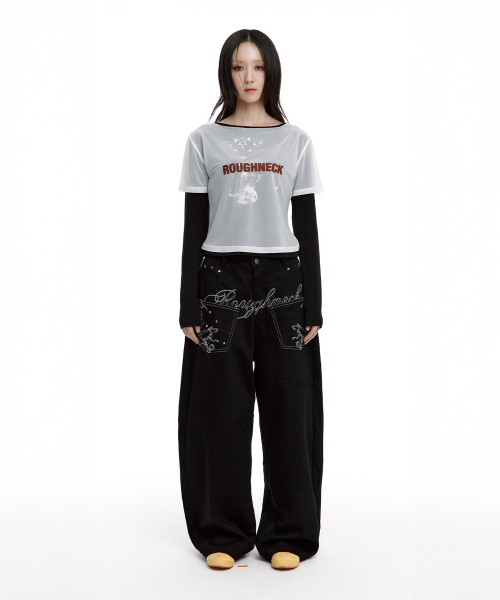 Backflare Curved Pants Black
