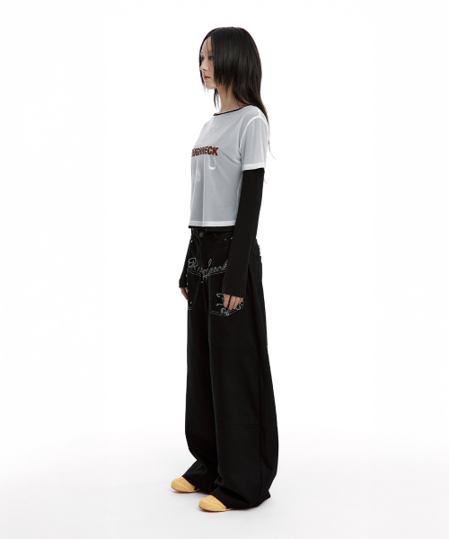 Backflare Curved Pants Black