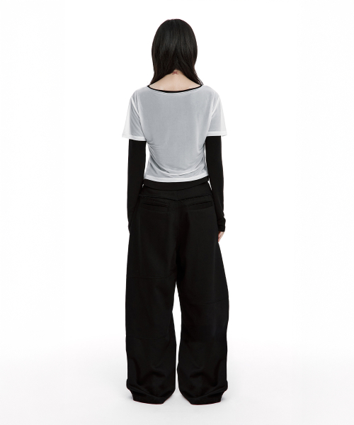 Backflare Curved Pants Black