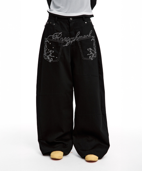 Backflare Curved Pants Black