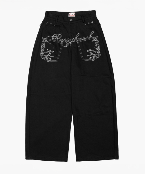 Backflare Curved Pants Black